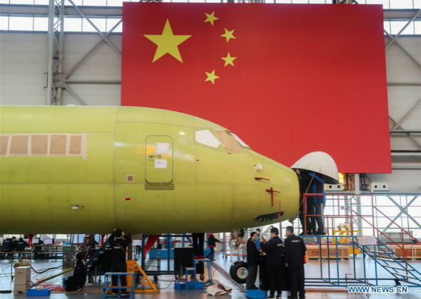Manufacturing Line of China's ARJ21 Aircraft Resumes Produc